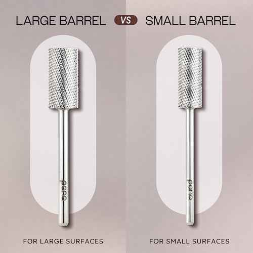 PANA Flat Top Small Barrel 3/32" Shank Size - (Silver, Fine Grit) - Fast remove Acrylic or Hard Gel Nail Drill Bit for Manicure Pedicure Salon Professional or Beginner