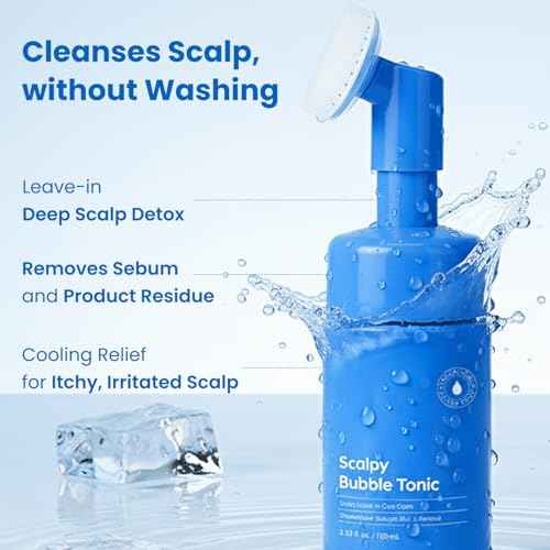 Leave-In Exfoliating Scalp Treatment - Detox Bubble Tonic for Dry & Itchy Scalp, Removes Flakes, Sebum & Buildup, Salicylic Acid & Menthol, Korean Hair Care