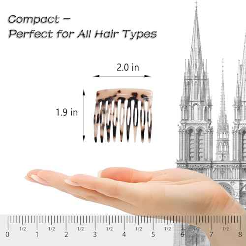 4-Piece Small French Combs for Fine Hair - Decorative Side Combs for Women Fine Thin Hair
