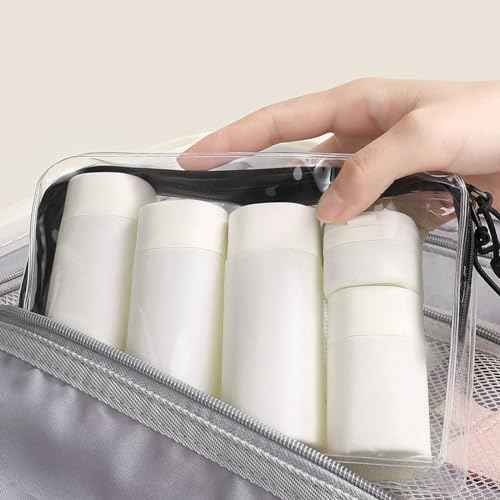 Travel Bottles for Toiletries, 5 Pack Travel Size Containers, TSA Approved Leak Proof - Refillable Silicone Toiletry Containers with Clear Bag for Shampoo, Conditioner & Lotion
