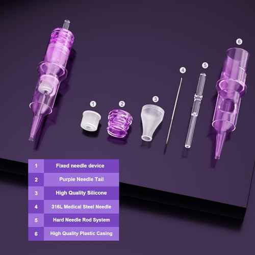 20PCS 1203RS Tattoo Cartridge Needles, Pro Disposable 0.35MM Tattoo Needle with Membrane Safety Cartridges, #12 Standard 3 Round Shader for Makeup and Tattoo Gun Supplies (1203RS)