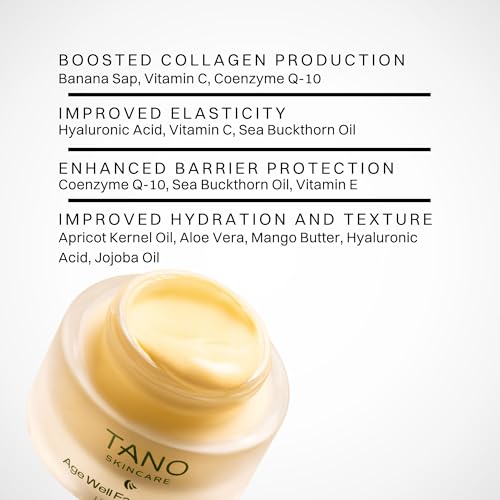 Tano Age Well Face Cream ? Retinol Alternative with Banana Sap, Hyaluronic Acid, Vitamin C ? Reduces Wrinkles, Firms Skin, Boosts Collagen ? Fragrance Free, EU Clean, 1.7oz