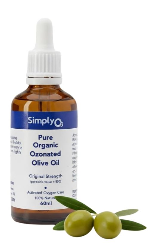 Simply O3 Pure Organic Ozonated Olive Oil Orginal Strength 800 Peroxide For Face and Skin Helps In Acne, Anti-Aging, Wrinkles and Rosacea For Sensitive Skin with Made in Spain