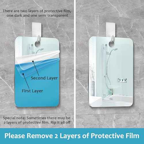 Shower Mirror Fogless for Shaving, No Fog Shaving Mirror, Anti-Fog Makeup Small Mirror Bathroom Accessories Travel Camping, Shatterproof Men's Woma Wall Hanging£¨Medium 7inx5in£©