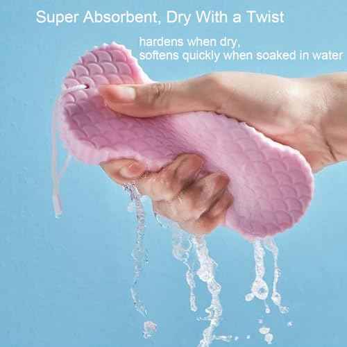 3Pcs Magic Exfoliating Bath Sponge,3D Super Soft Exfoliating Bath Sponge,Remover Dead Skin for Adults Children and Pregnant Women,Reusable(Blue+Pink+Gray)