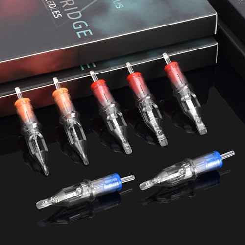 ATOMUS 50pcs Tattoo Cartridge Needles Size #10 RS RM M1 Purple Round Liner Tattoo Needles for Tattoo Gun Pen (5RS+7RS+9RS+7M1+9M1+11M1+7RM+9RM+11RM+15RM)