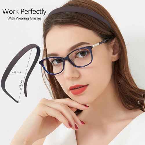 TOBATOBA Headbands for Glasses Wearers No Pressure No Headache Comfortable Hairbands Square Sunglasses Headband for Women Girls, Plastic Headbands with Teeth Non Slip 6Pcs