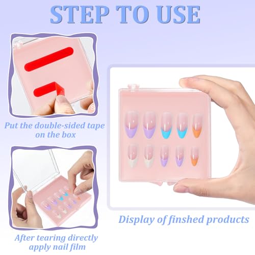 30 Sets Press on Nail Box Nail Display Case Artificial Nail Display Storage Box with 60 Pcs Adhesive Double Sided Tape Press On Nail Packaging for Nail Salon