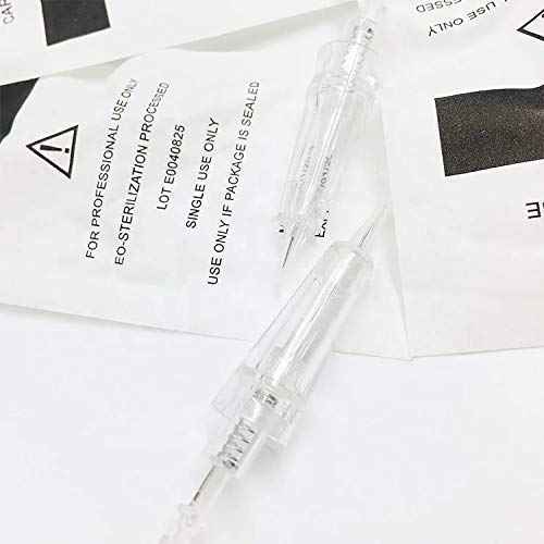 10 PCS M Permanent Make Up Permanent Make Up Needle for Cordless Tattoo Machine - Ombre Powder Brows Microblading Shading Eyeliner Lip Tattoo Permanent Make Up (1RL .18mm)
