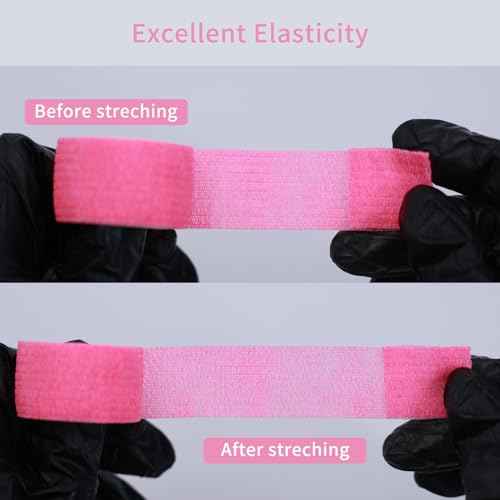 EZ Tattoo Grip Tape - 24PCS (1inch x 5 Yard) Pink Self Adhesive Bandage for Wrist & Ankle Sprain Swelling, Disposable Roll Tattoo Grip Tube Tape for Tattoo Machine and Tattoo Supplies Pet Bandage