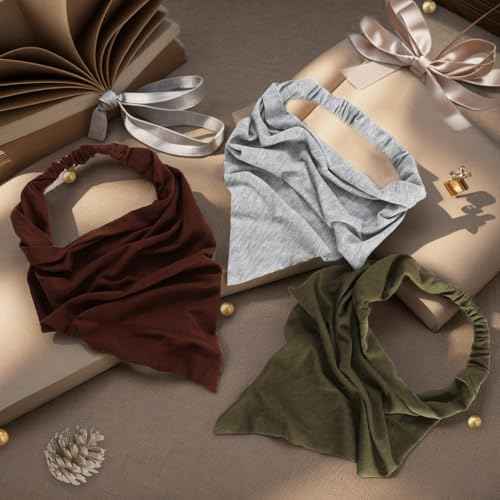 6Pack Scarf Headband Women¡¯s Triangle Scarf Elastic Boho Bandana Head Scarves with Clips Non Slip Hair Kerchief