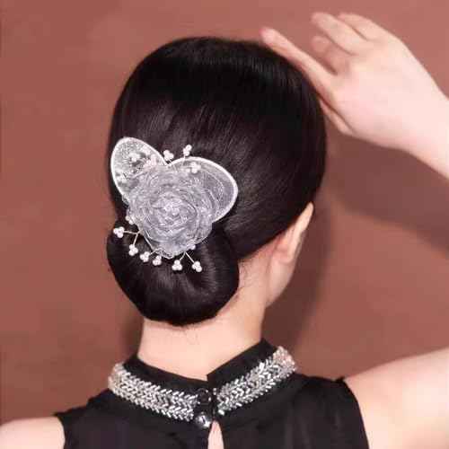 Hair Bun Maker for Long Hair, Ball Clip, Embroidered Flower Roller, Hair Twister, and Lazy Curler for Women (2pcs)