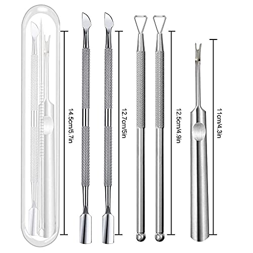 6 PCS Cuticle Pusher and Cutter Remover Stainless Nail Polish Peeler Scraper Durable Manicure and Pedicure Cleaner Tool - Professional & Durable