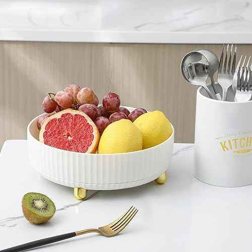 Anyoifax Makeup Perfume Organizer Tray 360 Degree Rotating Lazy Susan Skincare Lotion Organizer Spinning Cosmetics Storage for Dresser, Vanity, Bathroom Countertop, Small Ivory White