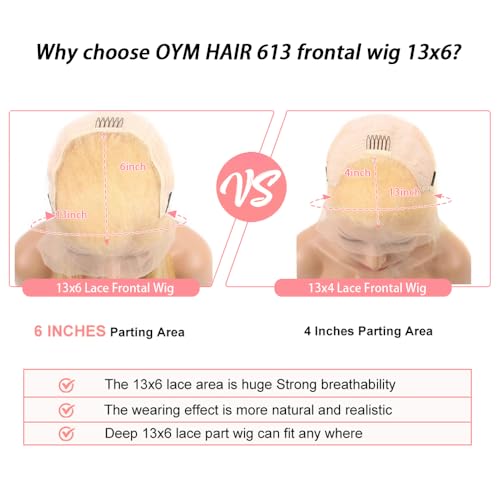 613 Lace Front Wig Human Hair 13x6 Transparent Lace 613 HD Lace Frontal Wig Straight Blonde Lace Front Wigs Pre Plucked With Baby Hair 30 Inch