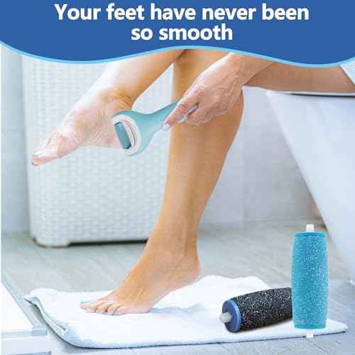 11 Pack Replacement Roller Heads for amop Pedi Perfect Refills Electronic Foot File, Include 6 Extra Coarse & 5 Regular Coarse Replacement Heads Compatible with Amop (Black+Blue)