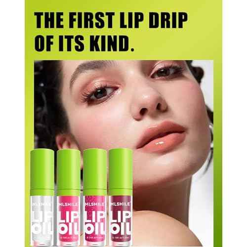 4 Colors Lip Oil Lip Glaze,Hydrating Tinted Plumping Lip Gloss,Clear Pink Shiny Glow Reviver Lip Care Oil,Longlasting Non-sticky Transparent Lip Oil,Women's Day Makeup Gift Kit for Women-SetA