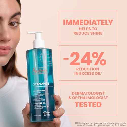 Av?ne Cleanance Cleansing Gel Soap Free Cleanser for Acne Prone, Oily, Face & Body, Alcohol-Free