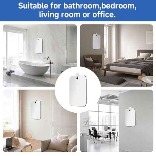 Large Shower Mirror,(Large 9.8 * 7.9in) Includes A Sticky Stainless Steel Hook, Portable Travel Makeup Mirror, Suitable for Wall Applications