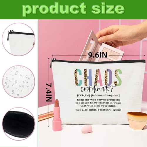 4pcs Chaos Coordinator Makeup Bag Chaos Coordinator Gifts for Women Cosmetic Bag, Thank You Gifts for Women Her Moms Manager Colleagues Retirement Boss Gift, Makeup Pouch Zipper Bags