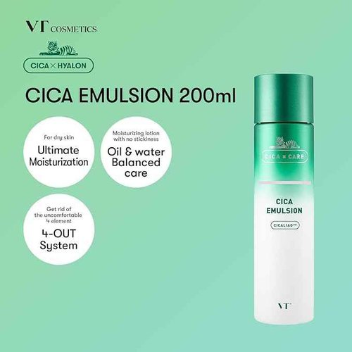 VT COSMETICS Cica Emulsion 200ml, Moisturizing, Calming, Balancing, Soothing, Hydrating, korean skin care