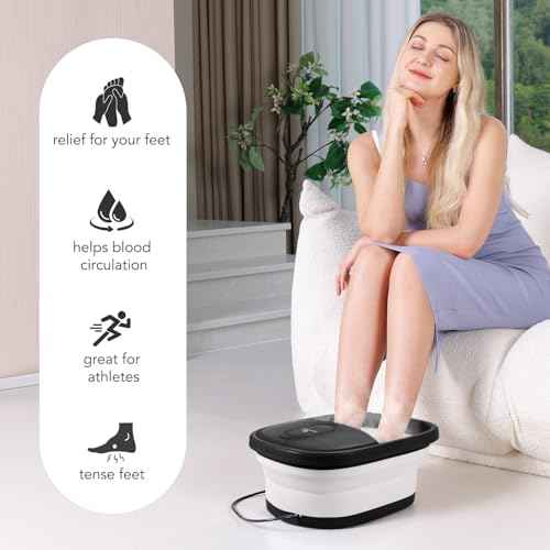 2025 Collapsible Foot Spa Bath with Massage Roller and Jets, Red Light, Pedicure Tool, Feet Soaking Tub for Stress Relief & Soft Feet, Gift for Mom and Dad