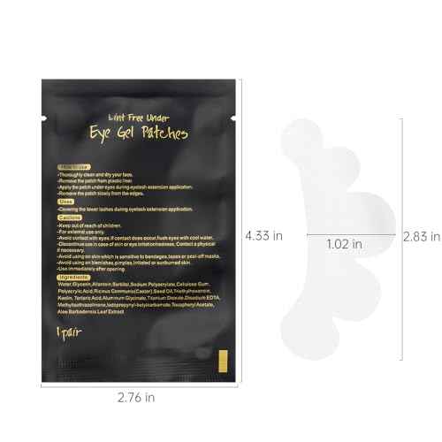 100 Pair Set Eye Gel Pads For Eyelash Extensions Lint Free Patches Beauty Tools (Black)