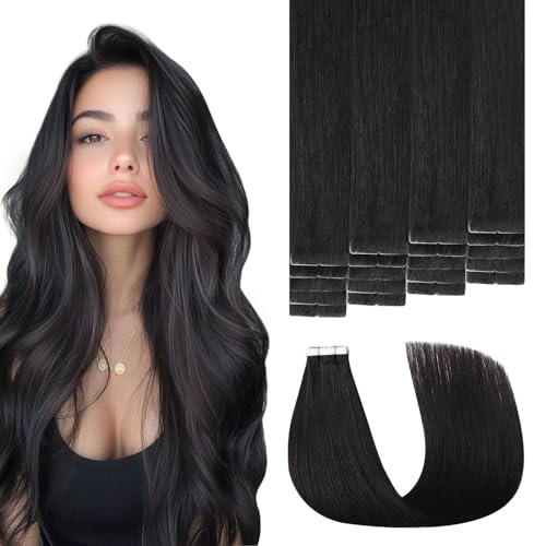 Invisible Tape in Hair Extensions Real Human Hair 3rd-Generation Pro3.0#1B Natural Black 20pcs 50g 22inch Seamless Insert Hand-Tied Invisi Edge Tape ins Extension£¨#1B-22inch£©