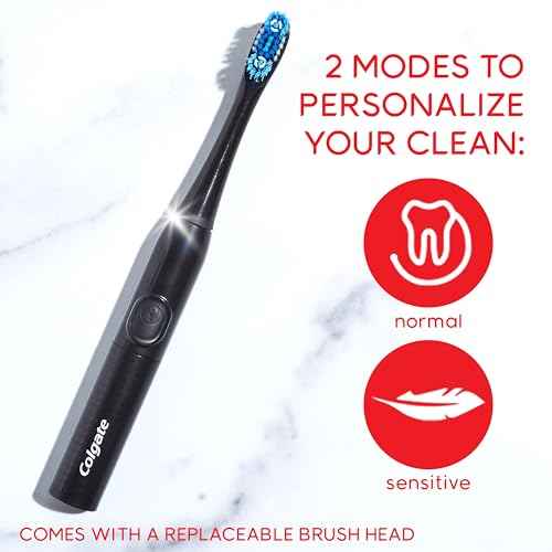Colgate Optic White Pro-Series Whitening Battery Operated Toothbrush with Timer, Soft, Black