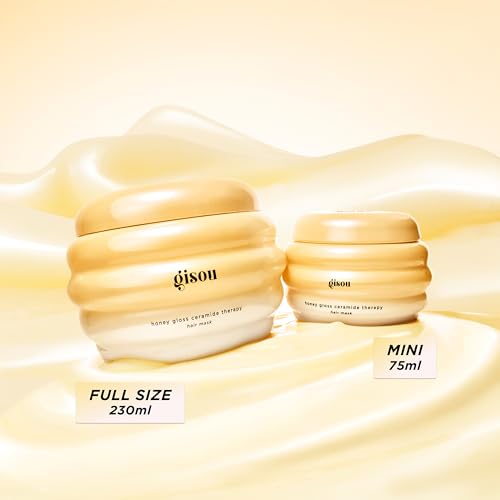 Gisou Honey Gloss Ceramide Therapy Hair Mask Mini ? Deep Repair & Hydration with Mirsalehi Honey, Ceramides & Hyaluronic Acid, 2.5 fl oz