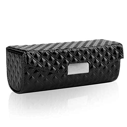 Beautyflier Women¡¯s PU Leather Lipstick Case Holder with Mirror Rectangle Makeup Travel Cases for Purse Lipstick Holder (Black)