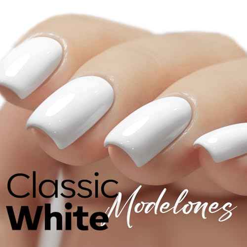 modelones Gel Nail Polish White Gel Polish Solid Nail Poish Soak Off Pastel U V White Art Design Salon DIY Manicure 15 ML