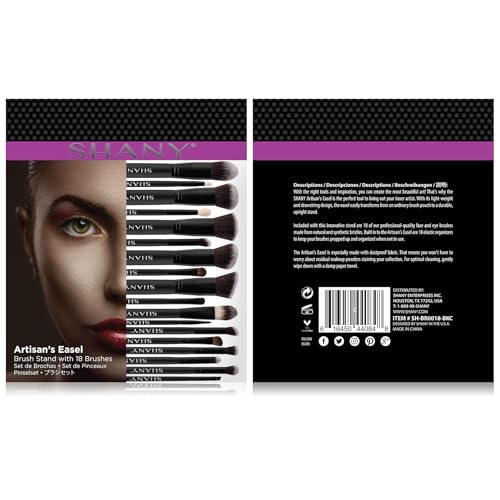SHANY Artisan¡¯s Easel Bamboo ? Elite Cosmetics Brush Collection - Complete Kabuki Makeup Brush Set with Standing Convertible Brush Holder - 18 pcs (BLACK)
