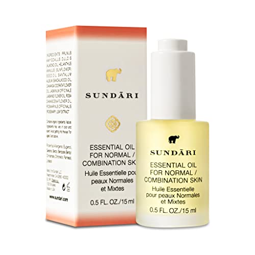 SUNDARI Essential Oil for Normal/Combo Skin, 0.5 Fl Oz, Jasmine & Ylang Ylang, Balances Sebum, Purifies for Radiant Glow, Anti-microbial Acne Control