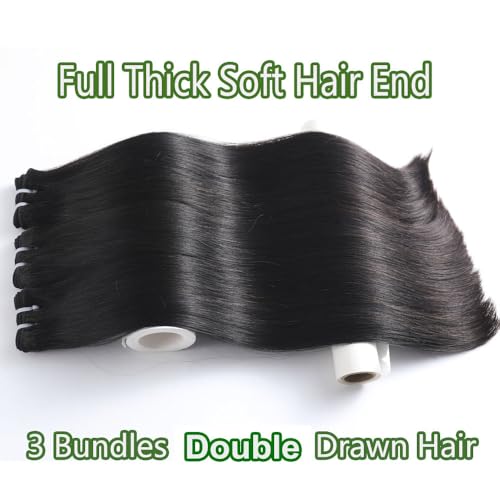 16A Straight Bundles Human Hair,Triple Lifespan Than Regular Virgin Hair,No.1 Quality,Keep Texture Silky Soft,100% Raw Vietnamese Human Hair Bundles 16 Inch