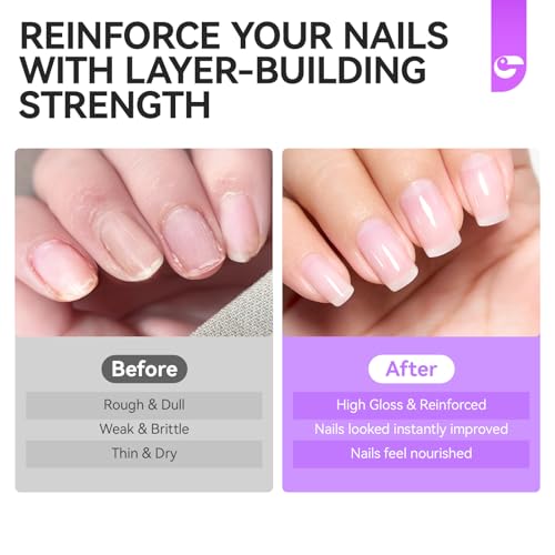Nail Ridge Filler For Damaged Nails: Gelike ec 8 in 1 Nail Strengthener for Thin Nails and Growth - Protein Nail Ridge Filler with Top Coat Free