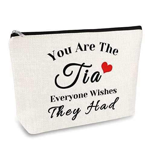 Aunt Appreciation Gift Aunt Gift from Niece Nephew Makeup Bag Tia Gifts Mothers Day Thanksgiving Christmas Birthday Wedding Gifts for Aunt Tia Auntie Cosmetic Bag Aunt Travel Make Up Pouch