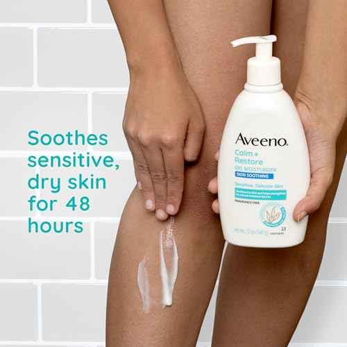 Aveeno Calm + Restore Body Moisturizer Gel for Sensitive Skin, Lightweight Moisturizer to Help Heal Dry Skin with Aloe Vera, Prebiotic Oat and Pro-Vitamin B5, Fragrance Free, 12 OZ