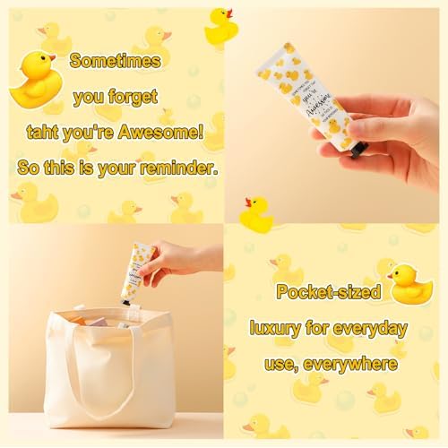 24 Pcs Positive Duck Gifts for Coworkers Hand Cream Mini Lotion Bulk Team Appreciation Gift Emotional Support Positive Ducks Gifts for Duck Lovers Women Employee Group Christmas Social Workers