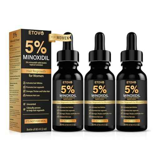 5% Minoxidil for Women Hair Growth Serum Topical Minoxidil Hair Regrowth Thicker Prevent Hair Loss for Thickening Longer Fuller Healthier Hair 3 Bottles of 2oz