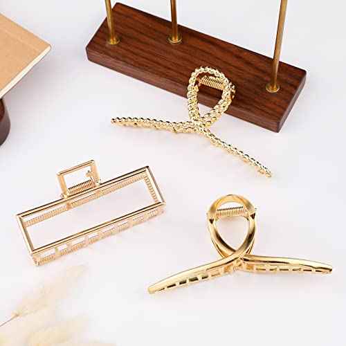 Mehayi 3 PCS Metal Large Claw Clips for Thick Heavy Hair, Strong Hold Big Non-Slip Hair Catch Barrette Jaw Clamp for Long Hair, Fashion Styling Accessories for Women Girls