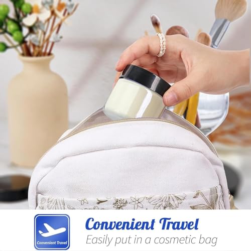 24 Pack 1 oz Round Clear Glass Cosmetic Jars with Inner Liners and Black Lids, Travel Glass Jars, Cosmetic Containers for Lip Balms, Powders, Makeup, Cream, Eyeshadow, Slime, Paint