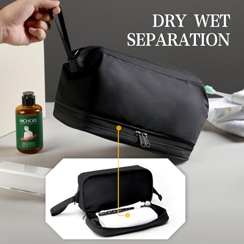 Large Travel Toiletry Bag for men women,Makeup Organizer Bag, Dopp Kit,Waterproof Hanging Cosmetic Bag for Toiletries Accessories(Black)