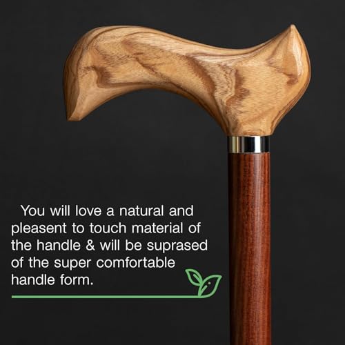 Elegant Wood Walking Stick for Men and Women - Classic Fashionable Derby Cane - 36 Inches