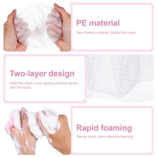3 Pcs Japanese Soap Foaming Nets Exfoliating Mesh Soap Saver Pouches for Facial Cleansing Easy to Use for Body and Shower