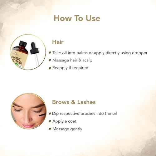 Botanic Hearth Castor Oil | 100% Pure & Natural, Cold Pressed, Organic | 2 fl oz| For Hair, Eyelashes & Eyebrows | Hexane Free, Fast Absorbing | With Dropper & Applicators