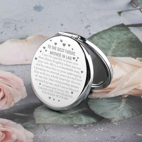 BAUNA Mother in Law Wedding Gift from Bride Mother of The Groom Gift to My Future Mother in Law Gift Compact Mirror (Mom Sparkle CMS)