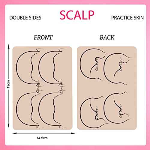5pcs 2 Sided Pre-draw Scalp Micropigmentation Practice Skins Hairline Tattooing Fake Silicone Practice Pad Smp Tattoo Fake Skin for SMP Training (5pcs)