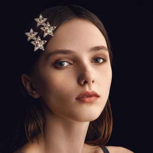 16 PCS Star Snap Hair Clips, Y2K Hair Accessories Non-slip Small Snap Hair Clips Fabric Diamond Alligator Hair Pins For Toddler Girls Women Metal Hair Barrettes