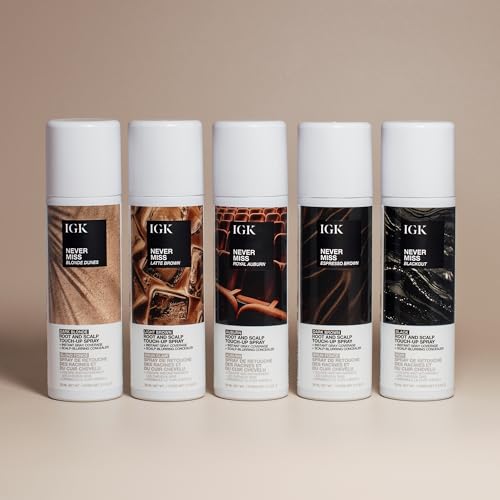 IGK NEVER MISS Root & Scalp Touch-Up Spray - Dark Blonde | Temporary Gray Coverage for Roots & Thinning Hair | Waterproof, Sweat-Resistant, Non-Flaking | With Biotin, Rosemary & Squalane | 2oz